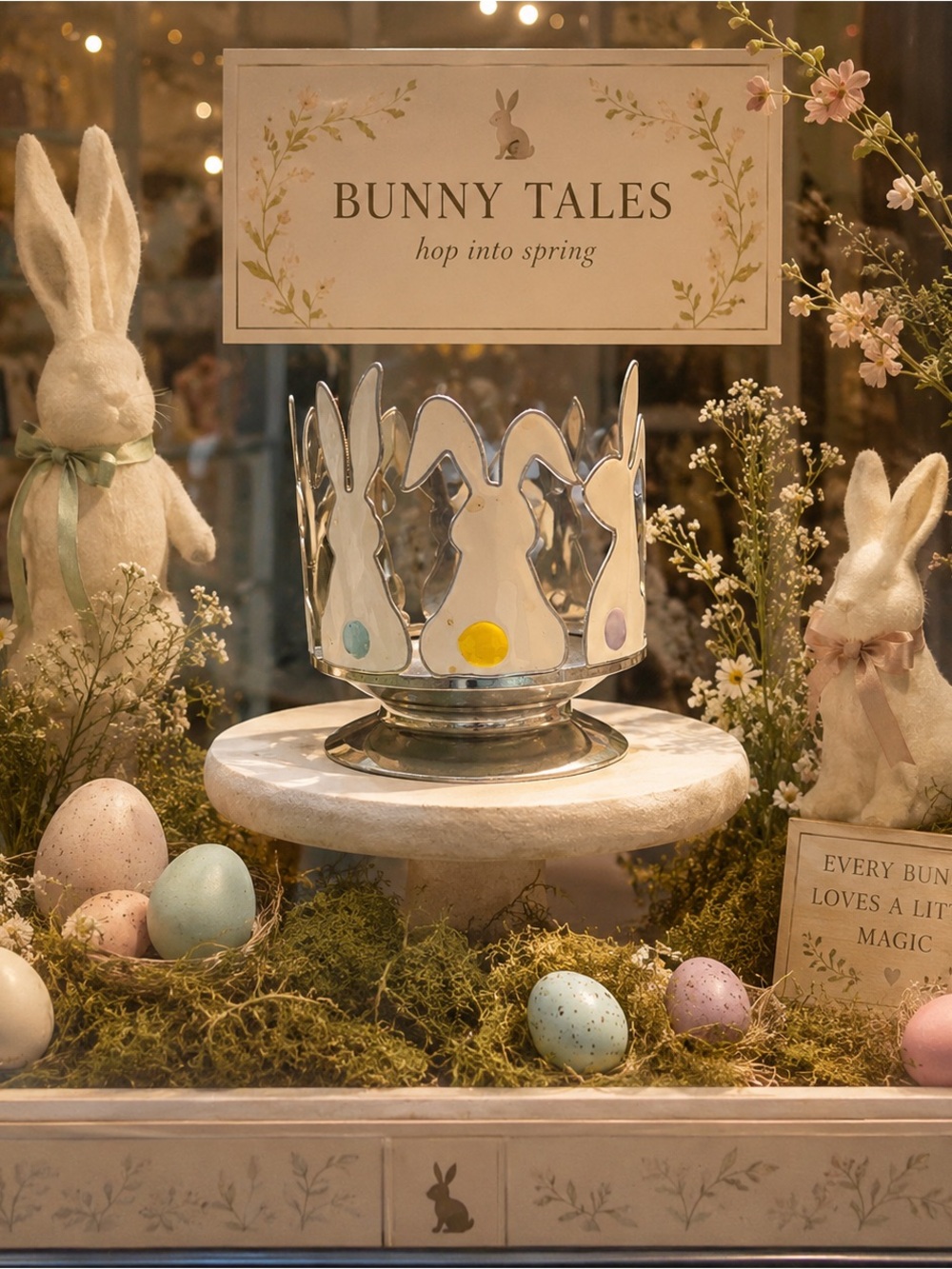Bath & Body Works Silver and White Bunny Candle Holder